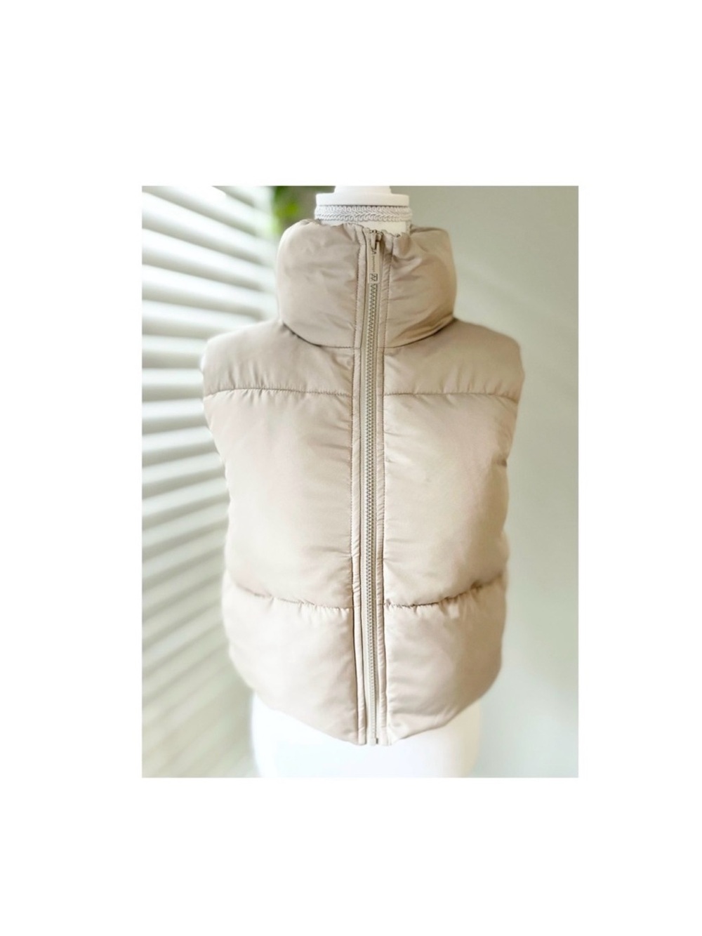 Aeropostale Beige Puffer Vest with High Collar